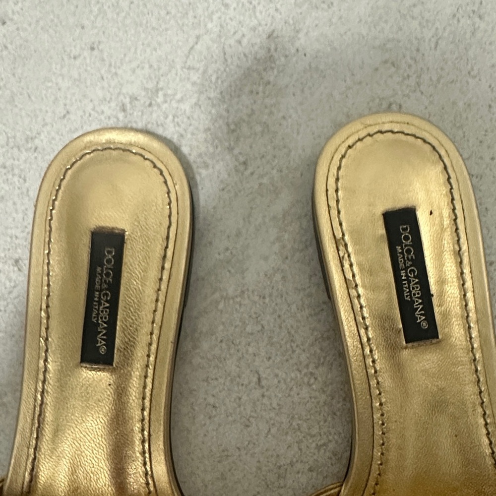 Dolce & Gabbana Metallic Gold Slide Sandals - Picture 8 of 13